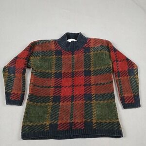 VTG Jones New York Sport Sweater Women Petite Petite Red Navy Hand Knit Gorpcore